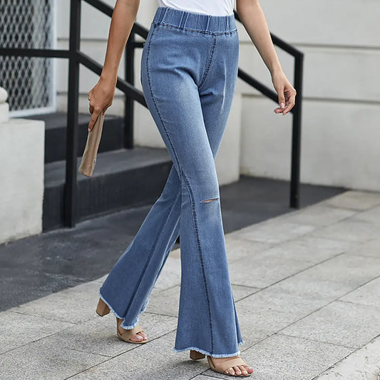 High Waist Ripped Flare Jeans