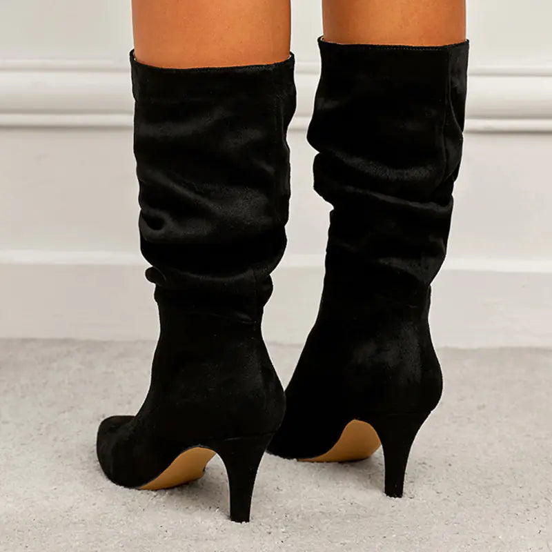 Knee-High Stacked Heel Boots