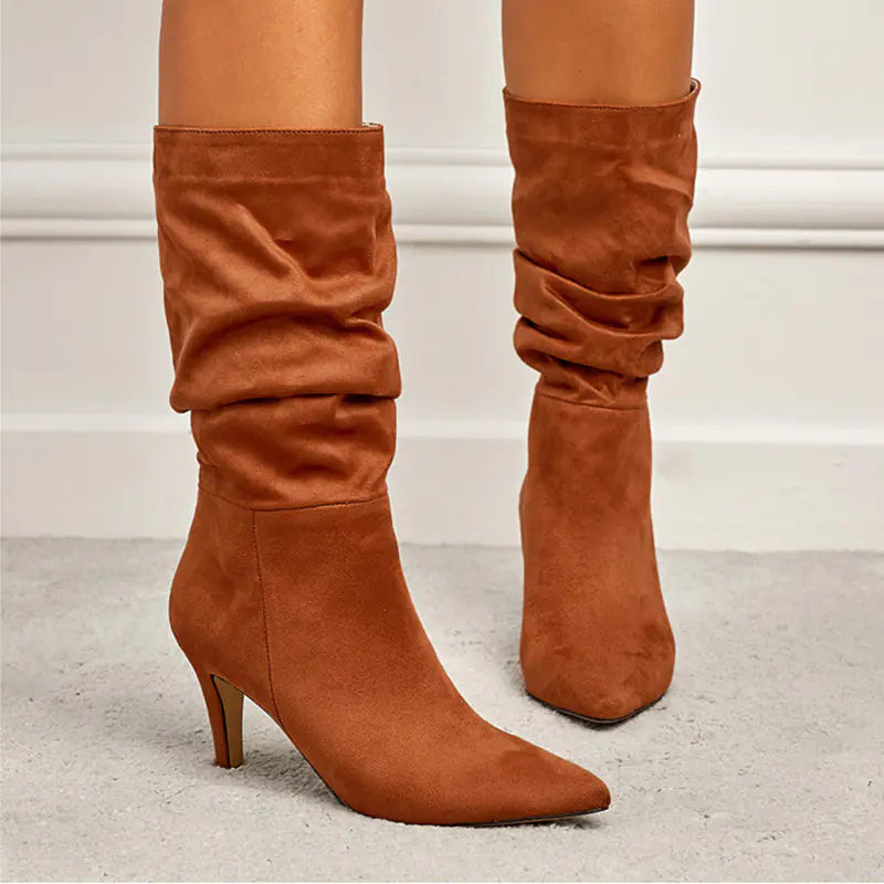 Knee-High Stacked Heel Boots